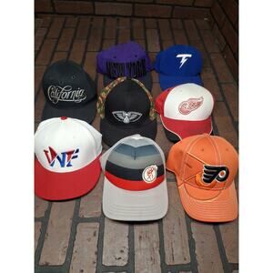 Mens Mixed Hat Lot Of 8 New York California Red Wings And More